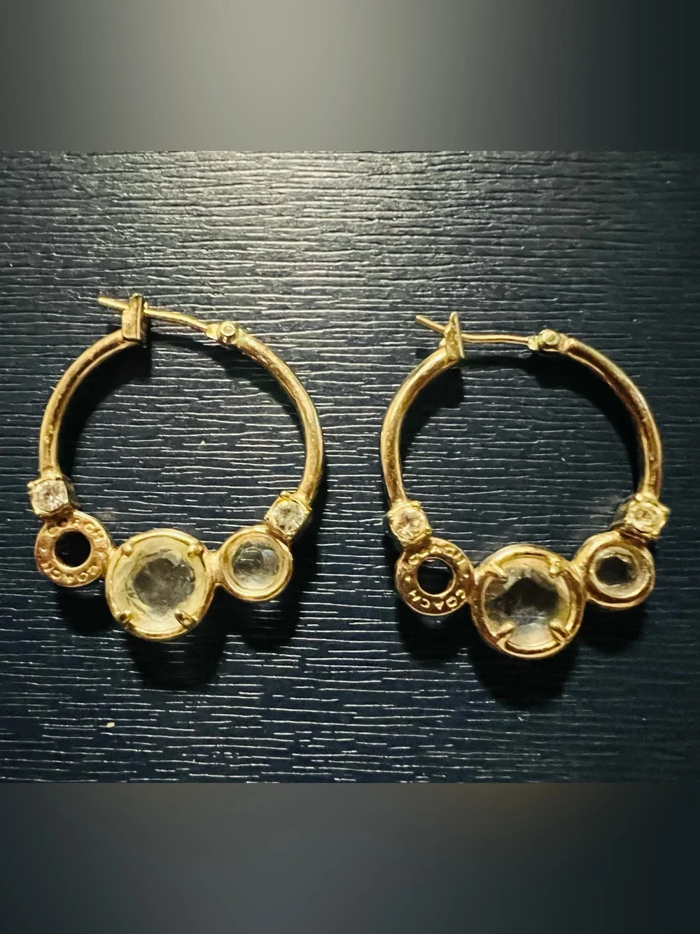 Coach Gold-Tone Crystal Hoop Earrings - Elegant Women's Jewelry - Picture 2 of 2